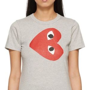 Comme Des Garçons PLAY - Grey Sideways Heart Teeshirt